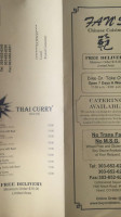 Fans Chinese Cuisine menu