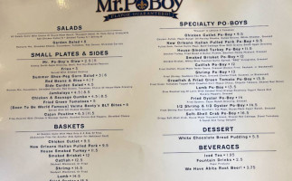 Mr. Poboy menu