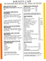 Bluebird Diner menu