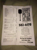 Gerard's Pizza menu