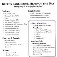 Britt's Bakehouse: A Gluten-free Bakery menu