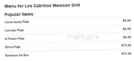 Los Cabritos Mexican Grill menu