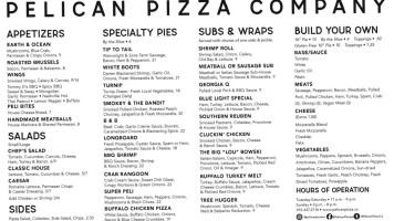 Pelican Pizza Company menu