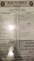 Mac's Grill menu