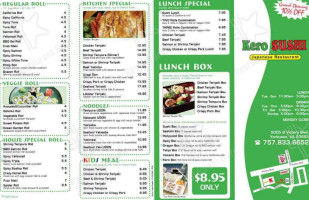 Kero Sushi and Japanese Restaurant menu