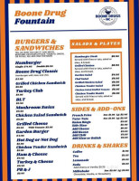 Boone Drug Fountain Grill menu