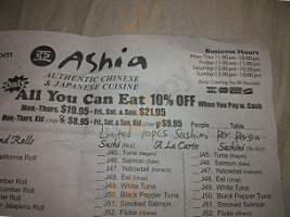 Ashia menu
