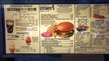 Storm's Hamburgers Inc. Hamilton menu
