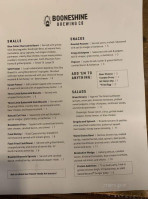 Booneshine Brewing menu