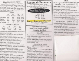 Rosellas Pizzeria menu