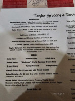 Taylor Grocery menu