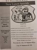B.c. Pizza Grand Rapids menu
