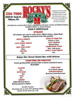 Rocky's Steakhouse, LLC menu