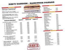 Red's Old Fashioned Candies menu