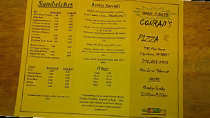 Conrad's Pizza menu