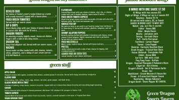 Green Dragon Sports Tavern menu