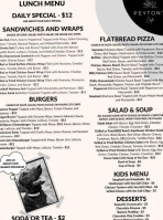 Peyton's Cafe menu