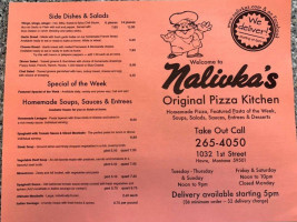 Nalivka's Original Pizza Kitchen menu