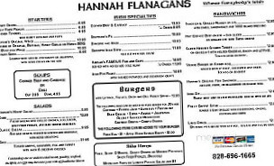 Hannah Flanagan's Pub Eatery menu