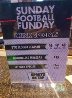 Sports On Tap menu