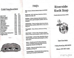 Riverside Kwik Stop menu