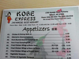 Kobe Express menu