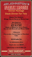 Jim Johnston's Steak House menu