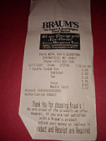 Braum's Ice Cream Dairy Store menu