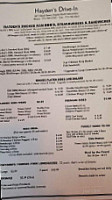 Hayden Drive-in menu