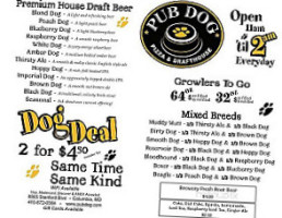Pub Dog Pizza Drafthouse menu