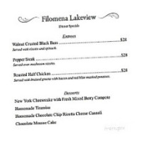 Filomena's Lakeview menu