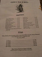Piper's Bar Grill menu