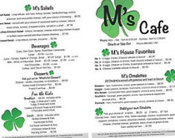 M's Cafe menu