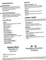 Brickhaven Brewing Company menu