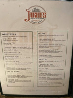 Juan's Mexican Grill Cantina menu