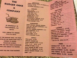 Burger Chick menu