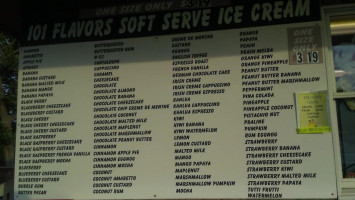 Frosty Treat menu