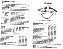 Great Bend Coffee menu