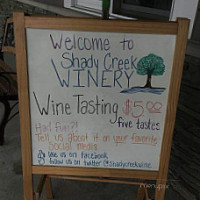 Shady Creek Winery menu