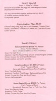China Chef Buffet menu