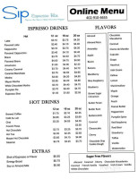 Sip Espresso menu