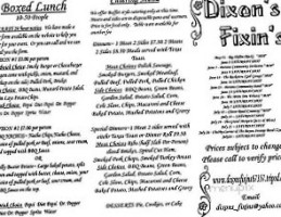 Dixon's Fixin's menu