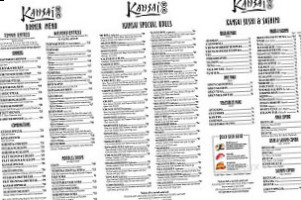 Kansai Japanese Steakhouse menu