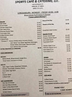 Sports Cafe Catering menu