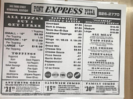 Pony Express Pizza menu