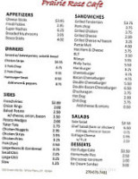 Prairie Rose Cafe menu