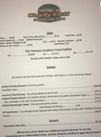Shady Cliff Lodge menu