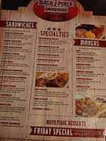 Back Porch Smokehouse menu