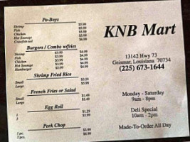 Knb Mart menu