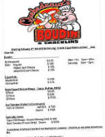 Quebedeaux's Boudin Cracklins menu